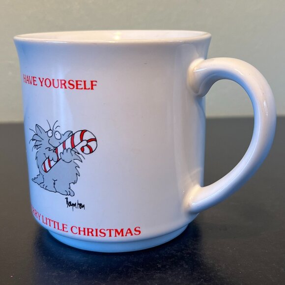 SANDRA BOYNTON Cat & Candy Cane Mug HAVE YOURSELF A MERRY LITTLE CHRISTMAS - Picture 3 of 8